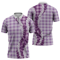 Violet Hawaii Palaka Zipper Polo Shirt Hawaiian Honohono Lei LT05 - Polynesian Pride