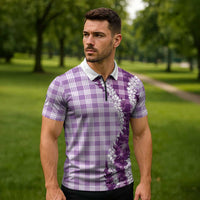 Violet Hawaii Palaka Zipper Polo Shirt Hawaiian Honohono Lei LT05 - Polynesian Pride