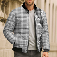 Gray Hawaii Palaka Bomber Puffer Jacket Hawaiian Honohono Lei LT05 - Polynesian Pride
