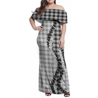 Gray Hawaii Palaka Family Matching Off Shoulder Maxi Dress and Hawaiian Shirt Hawaiian Honohono Lei