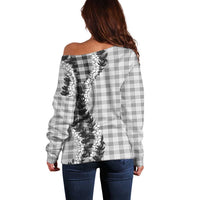 Gray Hawaii Palaka Off Shoulder Sweater Hawaiian Honohono Lei LT05 - Polynesian Pride