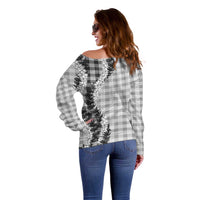 Gray Hawaii Palaka Off Shoulder Sweater Hawaiian Honohono Lei LT05 - Polynesian Pride