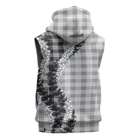 Gray Hawaii Palaka Sleeveless Hoodie Hawaiian Honohono Lei LT05 - Polynesian Pride