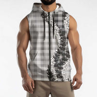 Gray Hawaii Palaka Sleeveless Zip Hoodie Hawaiian Honohono Lei LT05 - Polynesian Pride