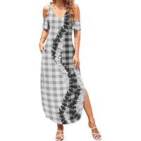 Gray Hawaii Palaka Summer Maxi Dress Hawaiian Honohono Lei LT05 Women Gray - Polynesian Pride