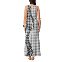 Gray Hawaii Palaka Tank Maxi Dress Hawaiian Honohono Lei LT05 - Polynesian Pride