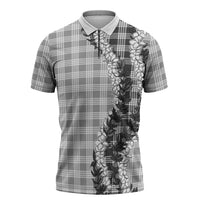Gray Hawaii Palaka Zipper Polo Shirt Hawaiian Honohono Lei LT05 Gray - Polynesian Pride