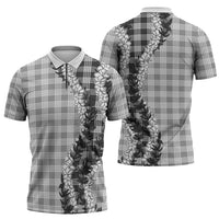 Gray Hawaii Palaka Zipper Polo Shirt Hawaiian Honohono Lei LT05 - Polynesian Pride