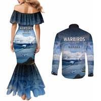 New Zealand Wanaka Air Show Couples Matching Mermaid Dress and Long Sleeve Button Shirt With Maori Pattern LT05 - Polynesian Pride