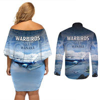 New Zealand Wanaka Air Show Couples Matching Off Shoulder Short Dress and Long Sleeve Button Shirt With Maori Pattern LT05 - Polynesian Pride
