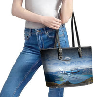New Zealand Wanaka Air Show Leather Tote Bag With Maori Pattern LT05 - Polynesian Pride