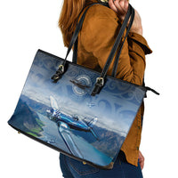 New Zealand Wanaka Air Show Leather Tote Bag With Maori Pattern LT05 - Polynesian Pride