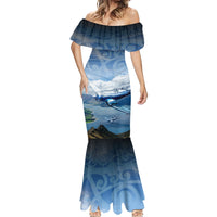 New Zealand Wanaka Air Show Mermaid Dress With Maori Pattern LT05 - Polynesian Pride