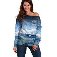 New Zealand Wanaka Air Show Off Shoulder Sweater With Maori Pattern