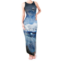 New Zealand Wanaka Air Show Tank Maxi Dress With Maori Pattern LT05 Women Blue - Polynesian Pride