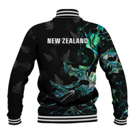 New Zealand Marathon Baseball Jacket Silver Fern Paua Shell Simple Style LT05 - Polynesian Pride