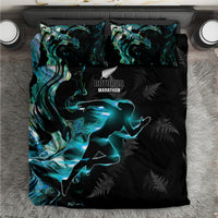 New Zealand Marathon Bedding Set Silver Fern Paua Shell Simple Style LT05 Black - Polynesian Pride