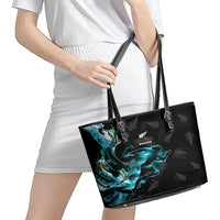 New Zealand Marathon Leather Tote Bag Silver Fern Paua Shell Simple Style LT05 - Polynesian Pride