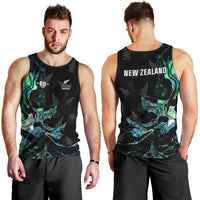 New Zealand Marathon Men Tank Top Silver Fern Paua Shell Simple Style LT05 - Polynesian Pride