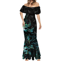 New Zealand Marathon Mermaid Dress Silver Fern Paua Shell Simple Style LT05 - Polynesian Pride
