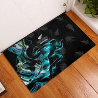 New Zealand Marathon Rubber Doormat Silver Fern Paua Shell Simple Style LT05 Black - Polynesian Pride