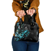 New Zealand Marathon Shoulder Handbag Silver Fern Paua Shell Simple Style LT05 One Size Black - Polynesian Pride