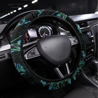 New Zealand Marathon Steering Wheel Cover Silver Fern Paua Shell Simple Style LT05 Universal Fit Black - Polynesian Pride