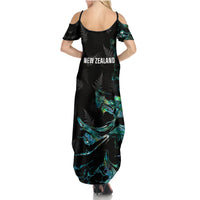 New Zealand Marathon Summer Maxi Dress Silver Fern Paua Shell Simple Style LT05 - Polynesian Pride
