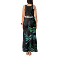 New Zealand Marathon Tank Maxi Dress Silver Fern Paua Shell Simple Style LT05 - Polynesian Pride