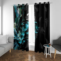 New Zealand Marathon Window Curtain Silver Fern Paua Shell Simple Style LT05 With Grommets Black - Polynesian Pride