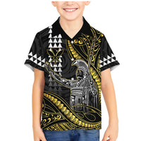 Hawaii King Kamehameha The Great Family Matching Mermaid Dress and Hawaiian Shirt Gold Tribal Tattoo