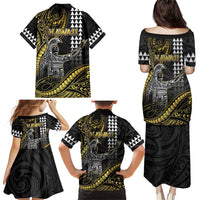 Hawaii King Kamehameha The Great Family Matching Puletasi and Hawaiian Shirt Gold Tribal Tattoo