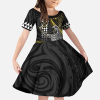 Hawaii King Kamehameha The Great Family Matching Short Sleeve Bodycon Dress and Hawaiian Shirt Gold Tribal Tattoo