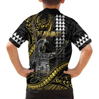 Hawaii King Kamehameha The Great Family Matching Summer Maxi Dress and Hawaiian Shirt Gold Tribal Tattoo