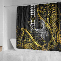 Hawaii King Kamehameha The Great Shower Curtain Gold Tribal Tattoo
