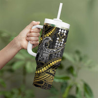 Hawaii King Kamehameha The Great Tumbler With Handle Gold Tribal Tattoo