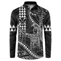 Hawaii King Kamehameha The Great Button Sweatshirt Black Tribal Tattoo