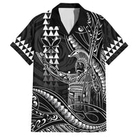 Hawaii King Kamehameha The Great Family Matching Long Sleeve Bodycon Dress and Hawaiian Shirt Black Tribal Tattoo