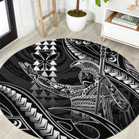 Hawaii King Kamehameha The Great Round Carpet Black Tribal Tattoo