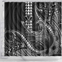 Hawaii King Kamehameha The Great Shower Curtain Black Tribal Tattoo