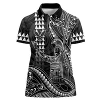 Hawaii King Kamehameha The Great Women Polo Shirt Black Tribal Tattoo