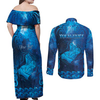 Personalised New Zealand Mother's Day Couples Matching Off Shoulder Maxi Dress and Long Sleeve Button Shirt Ko Te Whaea Te Takere O Te Waka