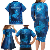 Personalised New Zealand Mother's Day Family Matching Long Sleeve Bodycon Dress and Hawaiian Shirt Ko Te Whaea Te Takere O Te Waka