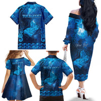 Personalised New Zealand Mother's Day Family Matching Off The Shoulder Long Sleeve Dress and Hawaiian Shirt Ko Te Whaea Te Takere O Te Waka