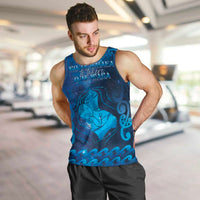 Personalised New Zealand Mother's Day Men Tank Top Ko Te Whaea Te Takere O Te Waka LT05 Blue - Polynesian Pride