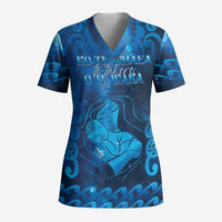 Personalised New Zealand Mother's Day Scrub Top Ko Te Whaea Te Takere O Te Waka LT05 Adult Blue - Polynesian Pride