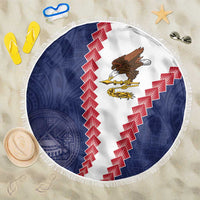 American Samoa Eagle Beach Blanket Polynesian Tribal Pattern Curve Style LT05 One Size 150cm Blue - Polynesian Pride