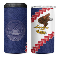 American Samoa Eagle 4 in 1 Can Cooler Tumbler Polynesian Tribal Pattern Curve Style