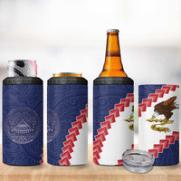 American Samoa Eagle 4 in 1 Can Cooler Tumbler Polynesian Tribal Pattern Curve Style