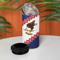 American Samoa Eagle 4 in 1 Can Cooler Tumbler Polynesian Tribal Pattern Curve Style